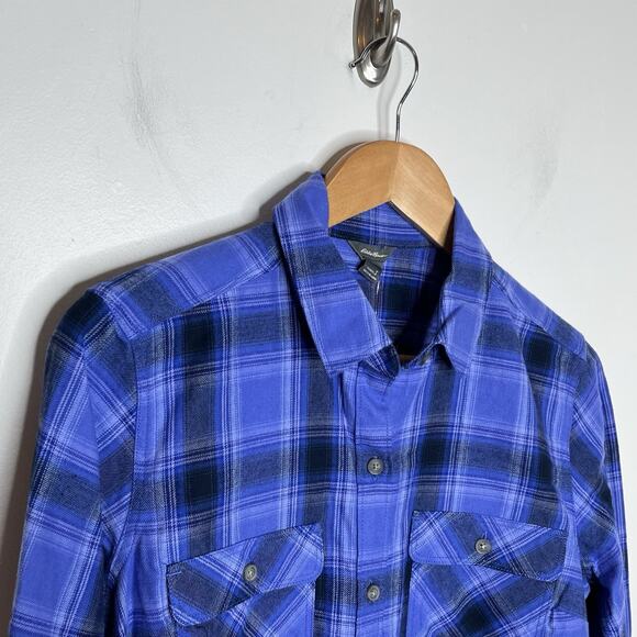 Eddie Bauer Firelight Flannel Shirt Purple Womens Size Small Tencel Outdoor - Picture 2 of 8